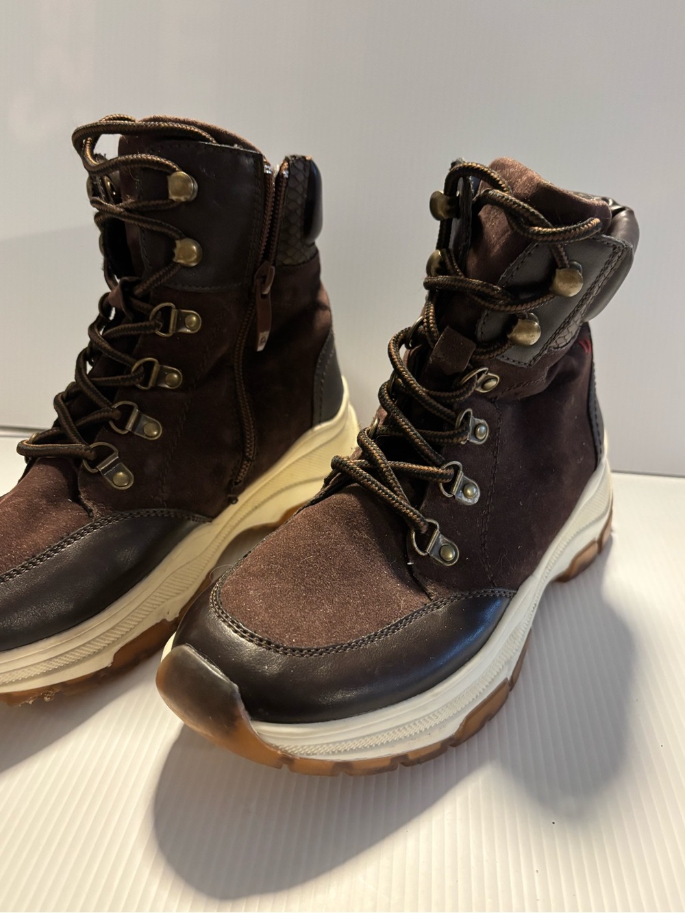 Patrizia by Spring Step Dark Brown Suede Ankle Boots Side Zip Lug Sole Women 37 - Picture 3 of 5